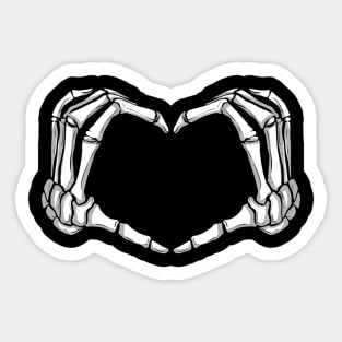 Skeleton Hands forming Heart I love Halloween Sticker